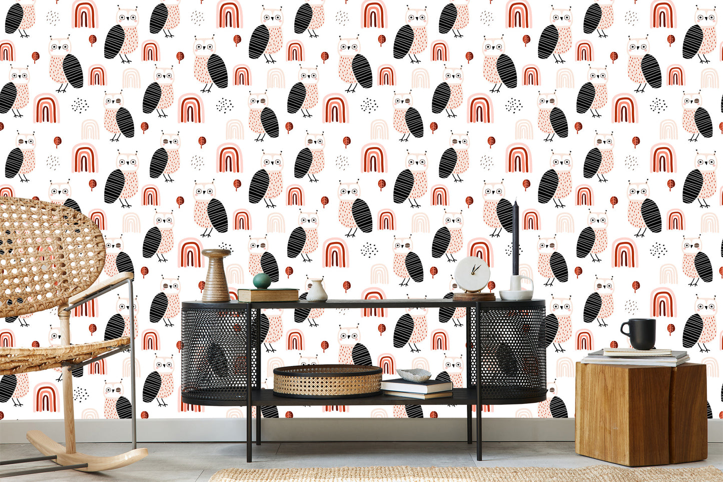 Wallpaper Owls Leaves