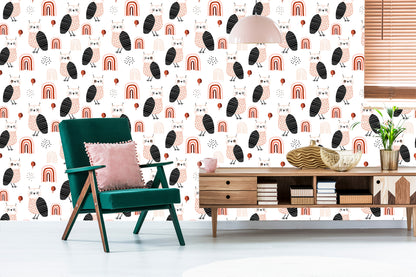 Wallpaper Owls Leaves