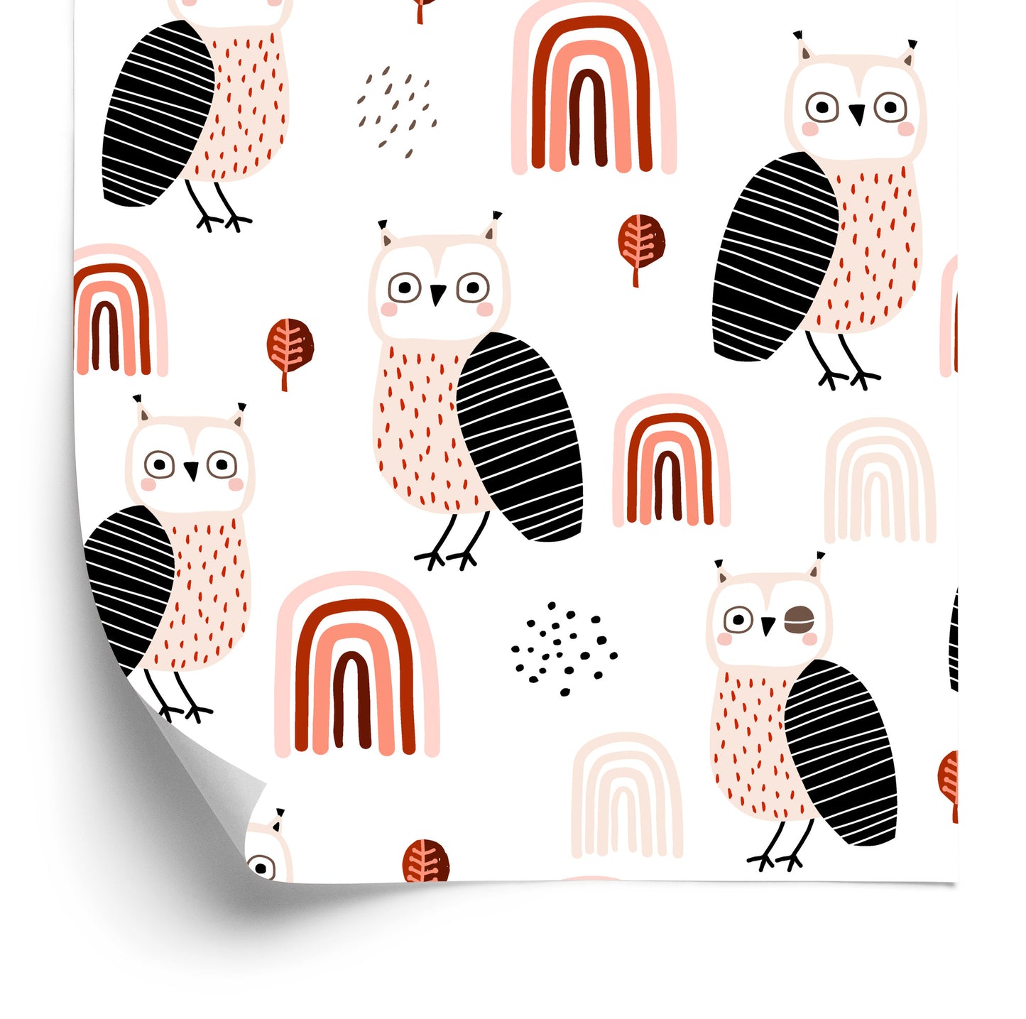 Wallpaper Owls Leaves