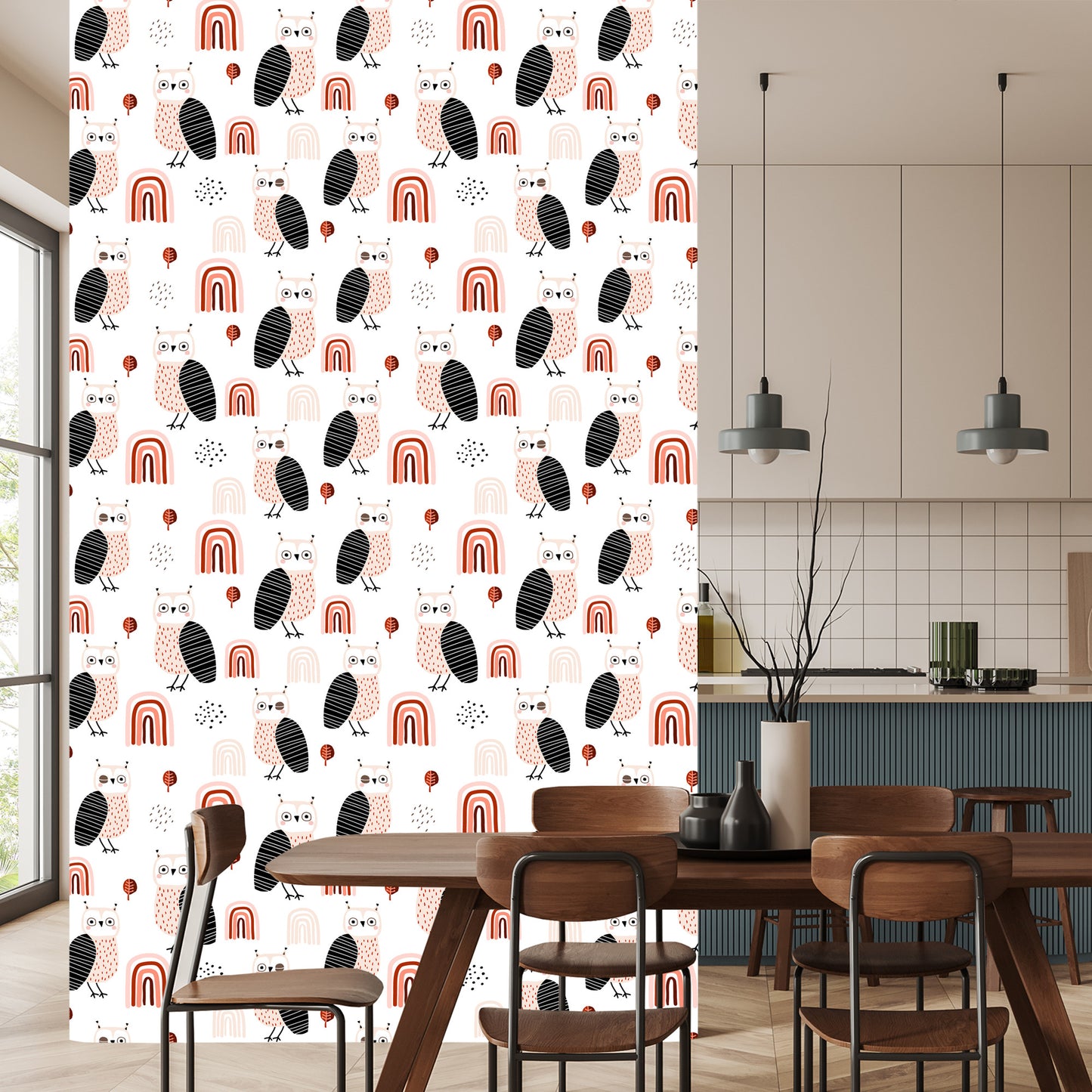 Wallpaper Owls Leaves