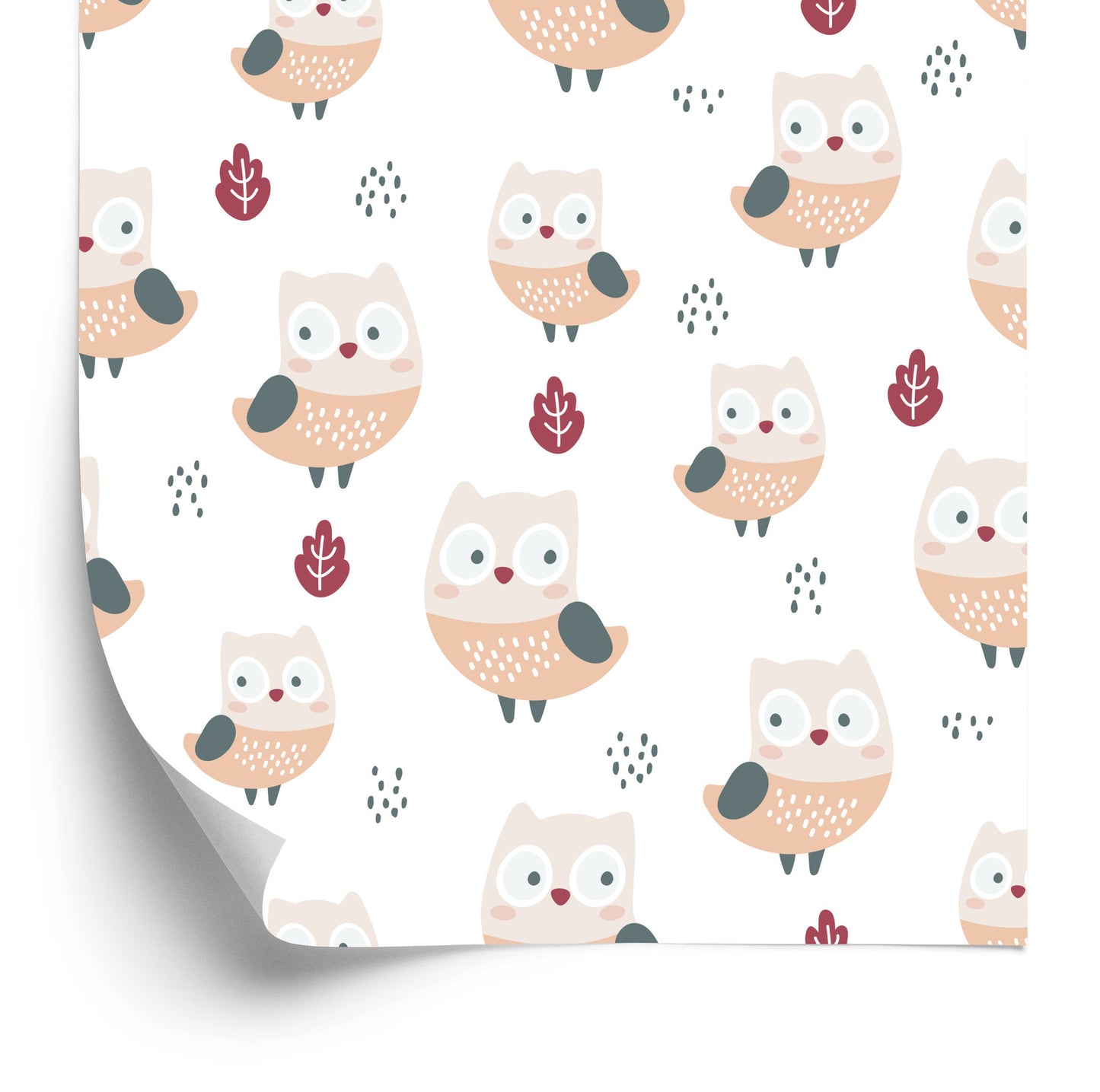Wallpaper Owls With Leaves