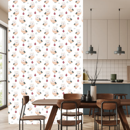 Wallpaper Owls With Leaves