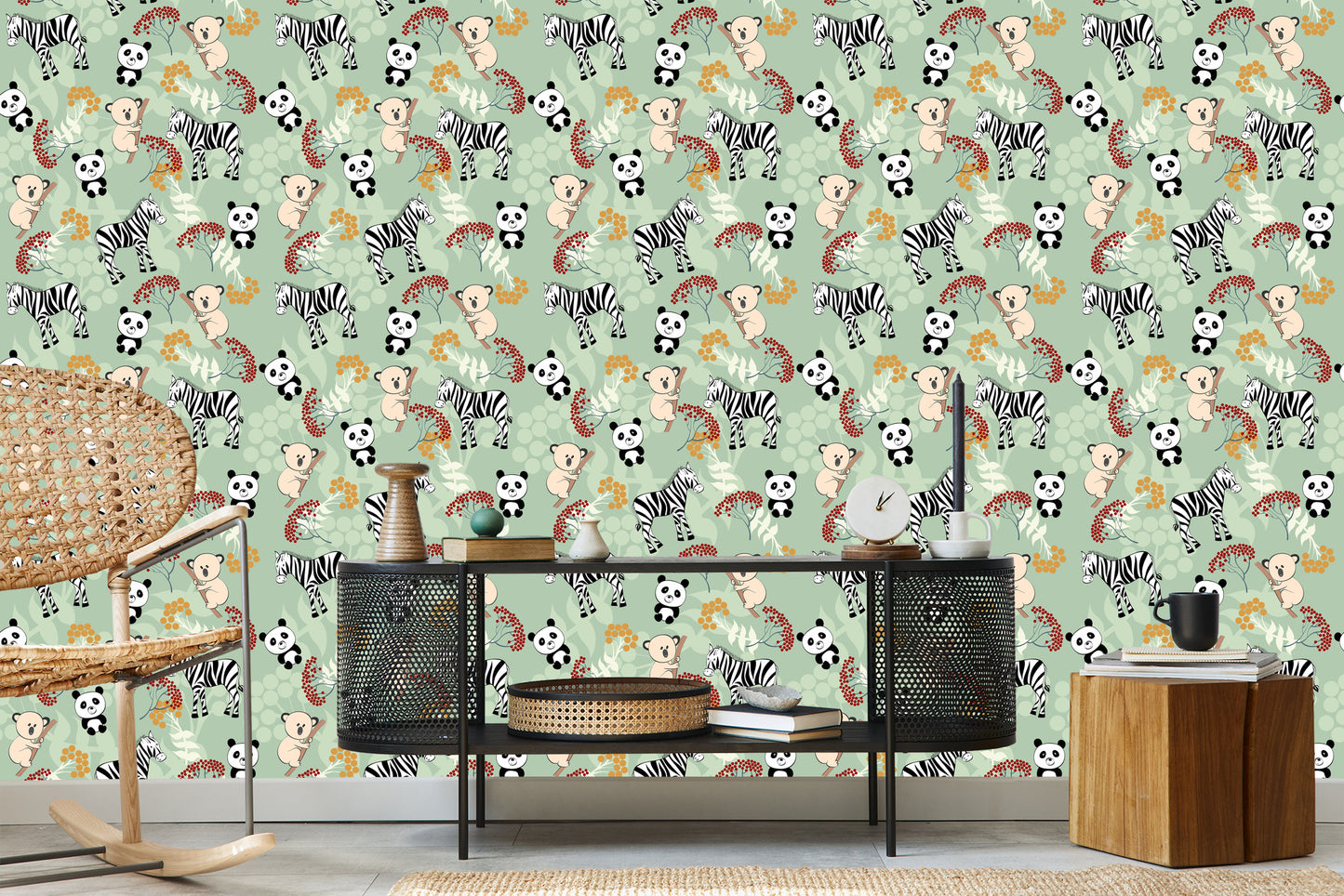 Wallpaper For Children - Zebras, Koala Bears And Pandas