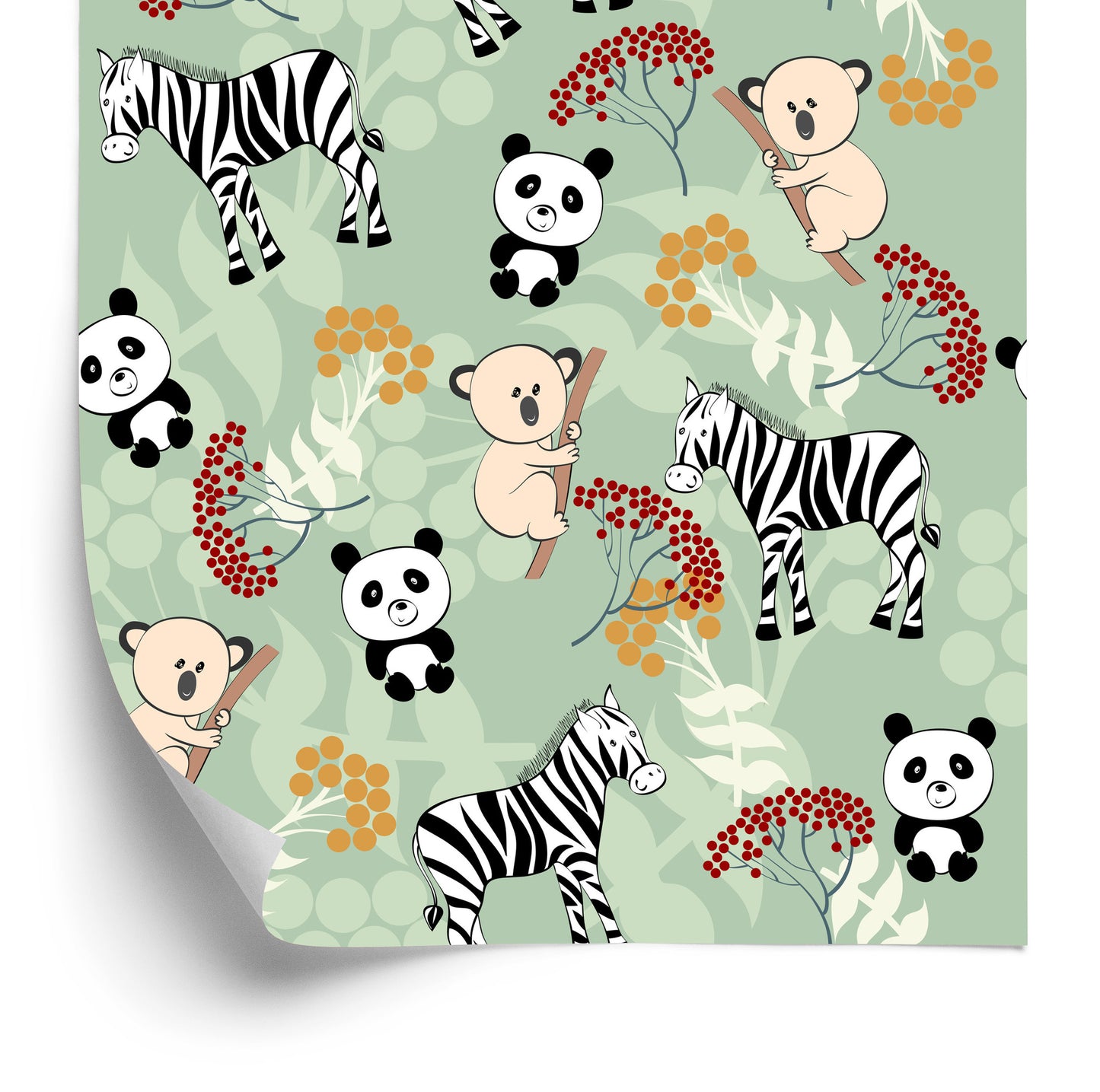 Wallpaper For Children - Zebras, Koala Bears And Pandas