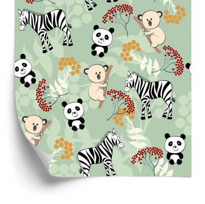 Wallpaper For Children - Zebras, Koala Bears And Pandas