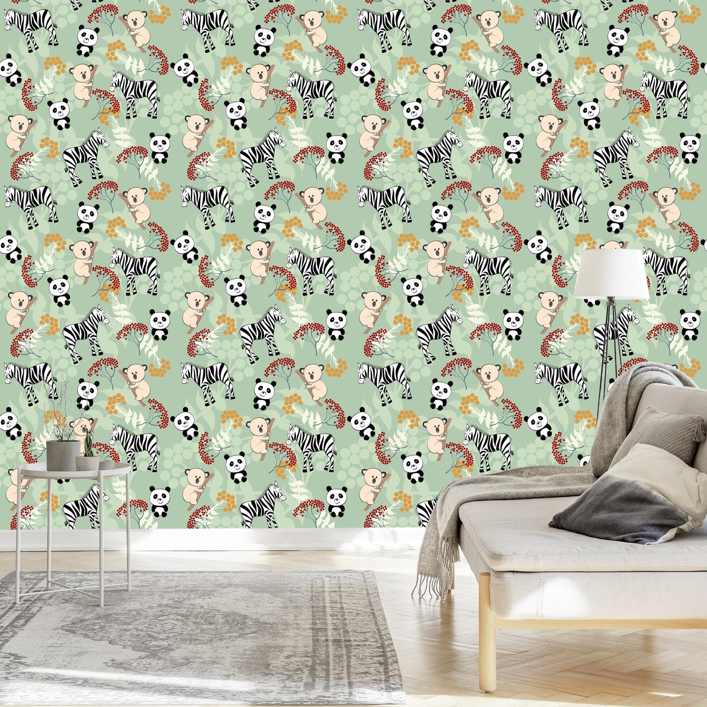Wallpaper For Children - Zebras, Koala Bears And Pandas