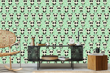 Wallpaper Pandas With Leaves