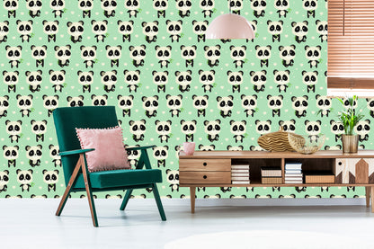 Wallpaper Pandas With Leaves