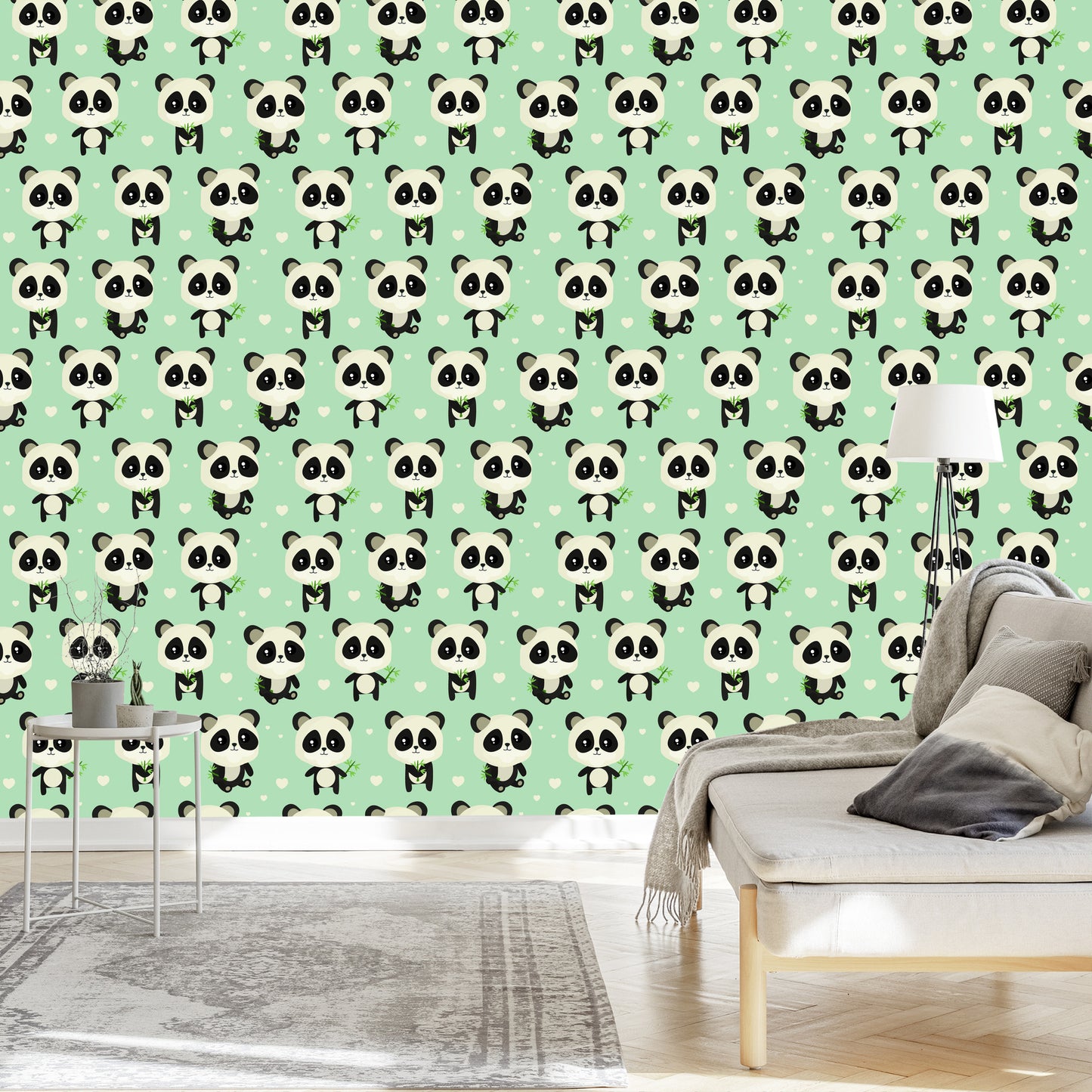 Wallpaper Pandas With Leaves