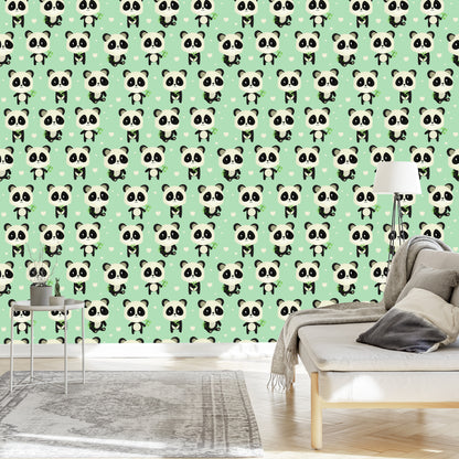 Wallpaper Pandas With Leaves