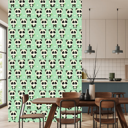 Wallpaper Pandas With Leaves