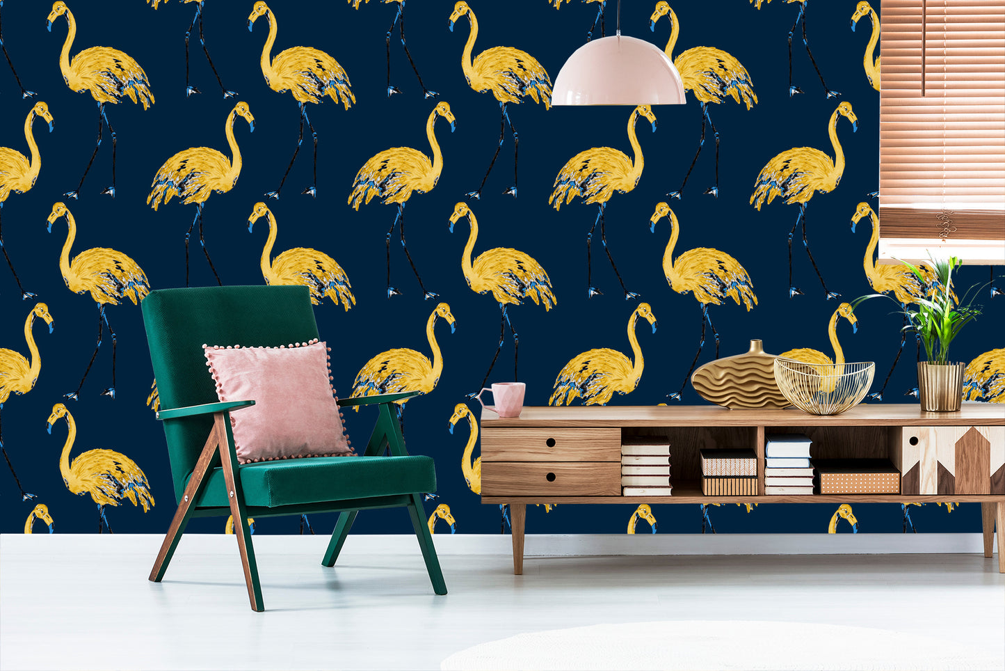 Wallpaper Flamingos As Painted