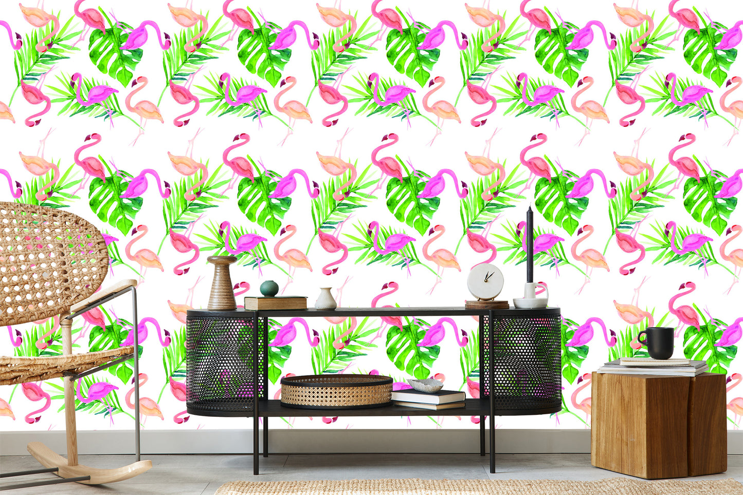 Wallpaper With Flamingo Leaves For The Bedroom