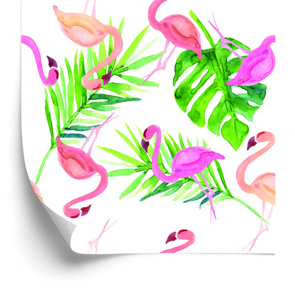 Wallpaper With Flamingo Leaves For The Bedroom