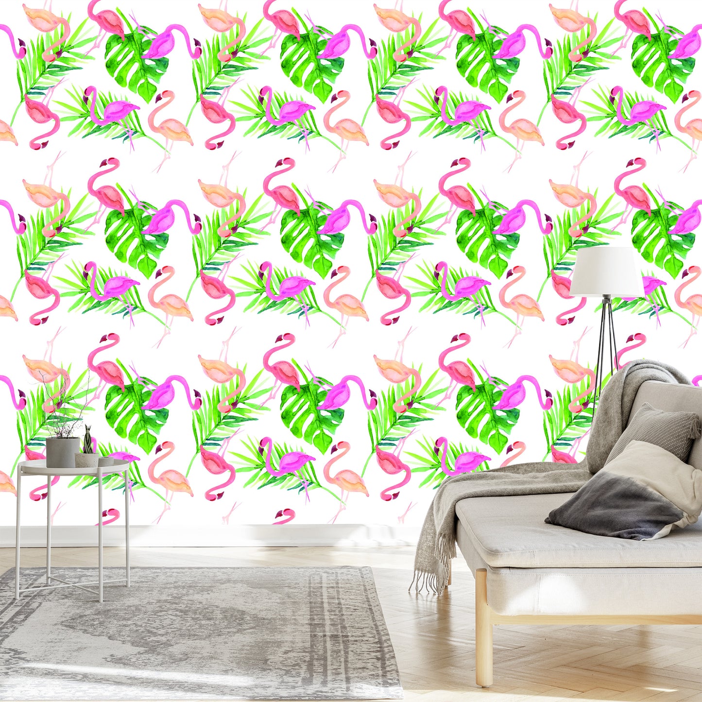 Wallpaper With Flamingo Leaves For The Bedroom