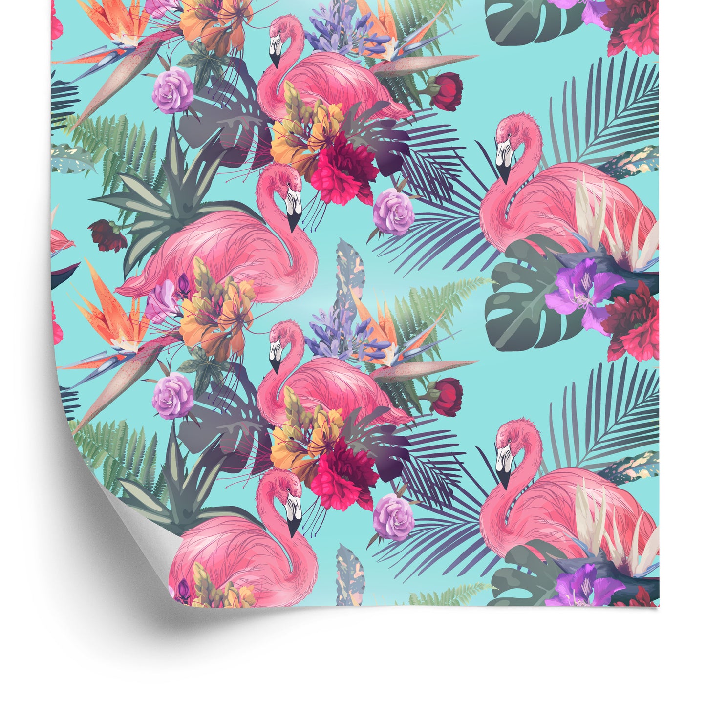 Wallpaper Flamingos. Flowers. Leaves. Nature. Bedroom