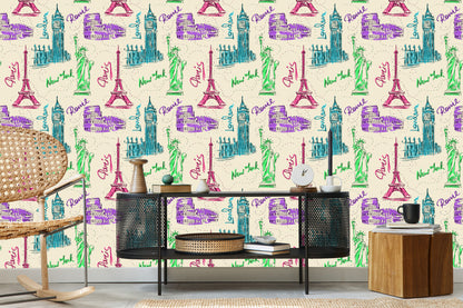 Wallpaper Symbols Of Famous Tourist Cities