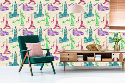 Wallpaper Symbols Of Famous Tourist Cities