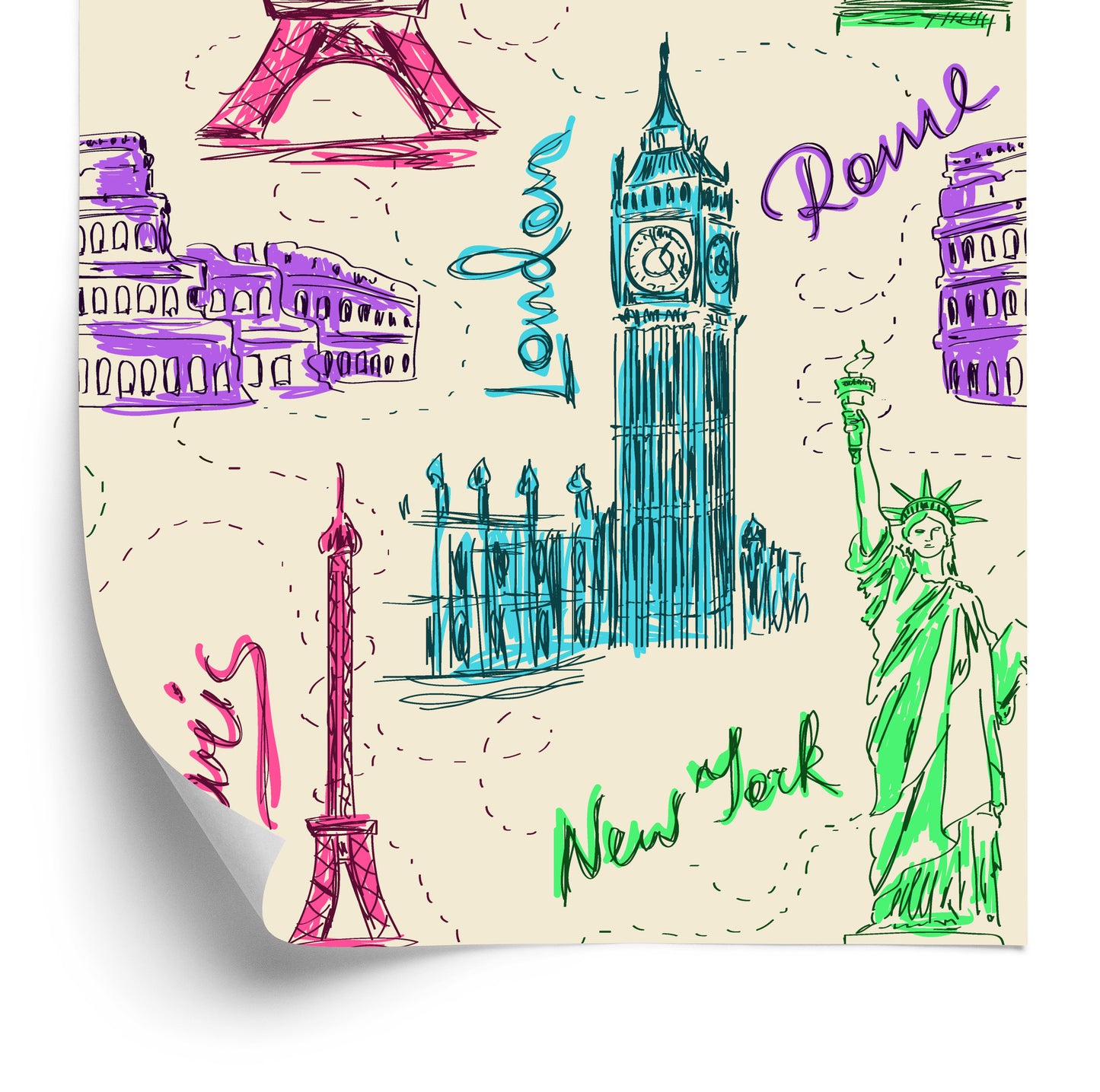 Wallpaper Symbols Of Famous Tourist Cities