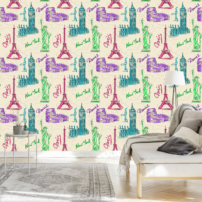 Wallpaper Symbols Of Famous Tourist Cities