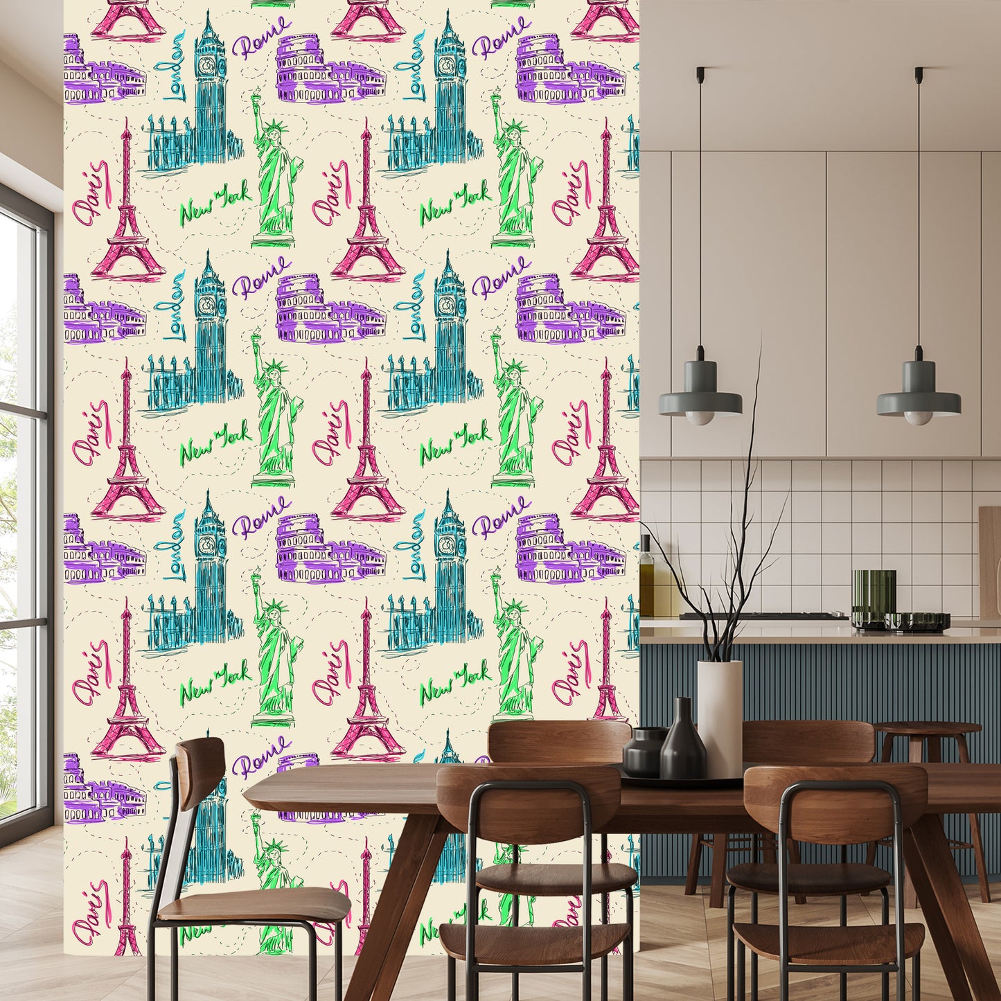 Wallpaper Symbols Of Famous Tourist Cities