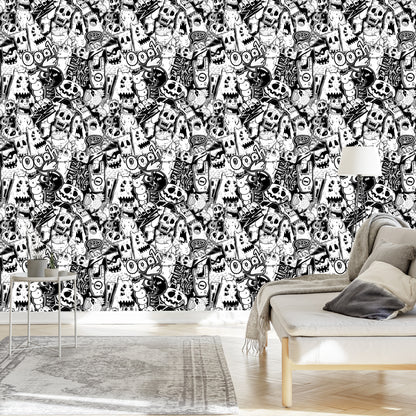 Wallpaper Black And White Monsters