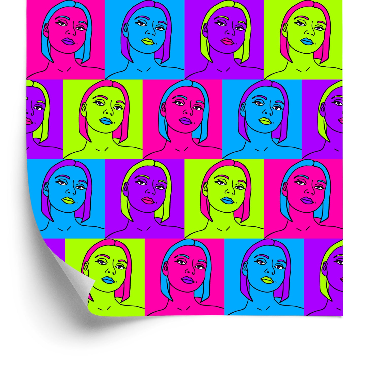 Wallpaper Portraits In Pop-Art Style