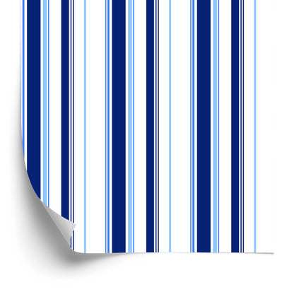 Wallpaper Blue - White Vertical Stripes