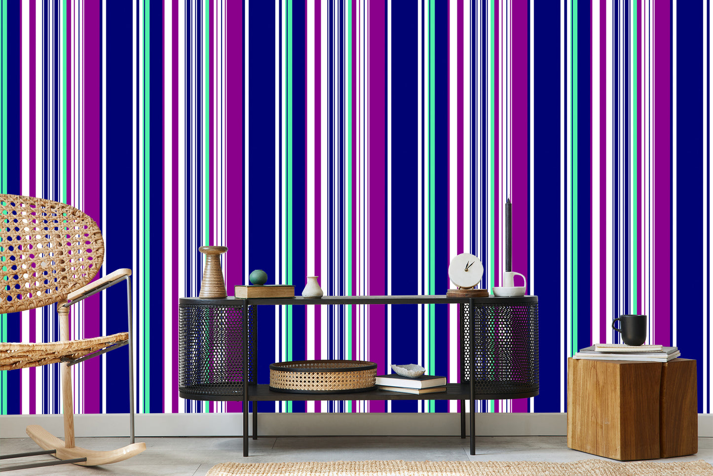 Wallpaper Colorful Vertical Stripes For Living Room