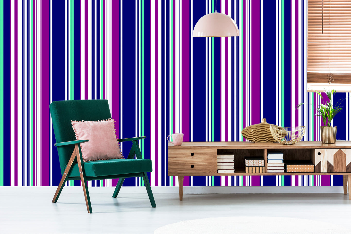 Wallpaper Colorful Vertical Stripes For Living Room