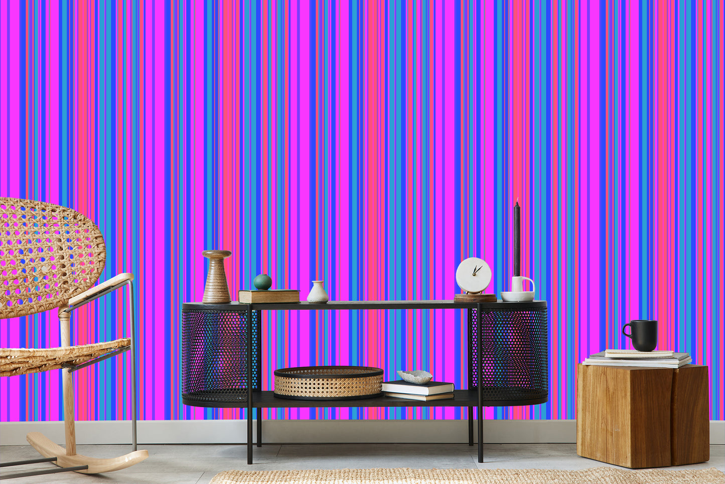 Wallpaper Office Salon In Modern Colorful Stripes