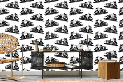 Wallpaper Black And White Steam Locomotives