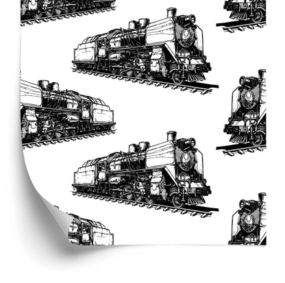 Wallpaper Black And White Steam Locomotives