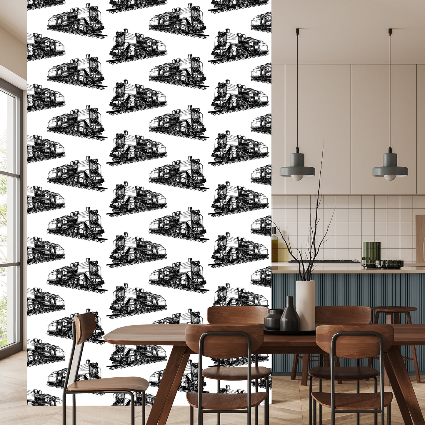 Wallpaper Black And White Steam Locomotives