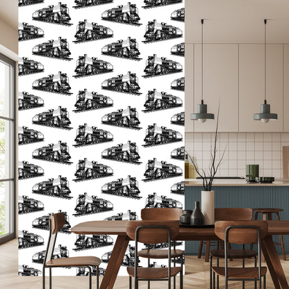 Wallpaper Black And White Steam Locomotives