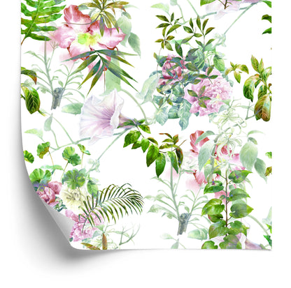 Wallpaper Watercolor Leafs And Flowers