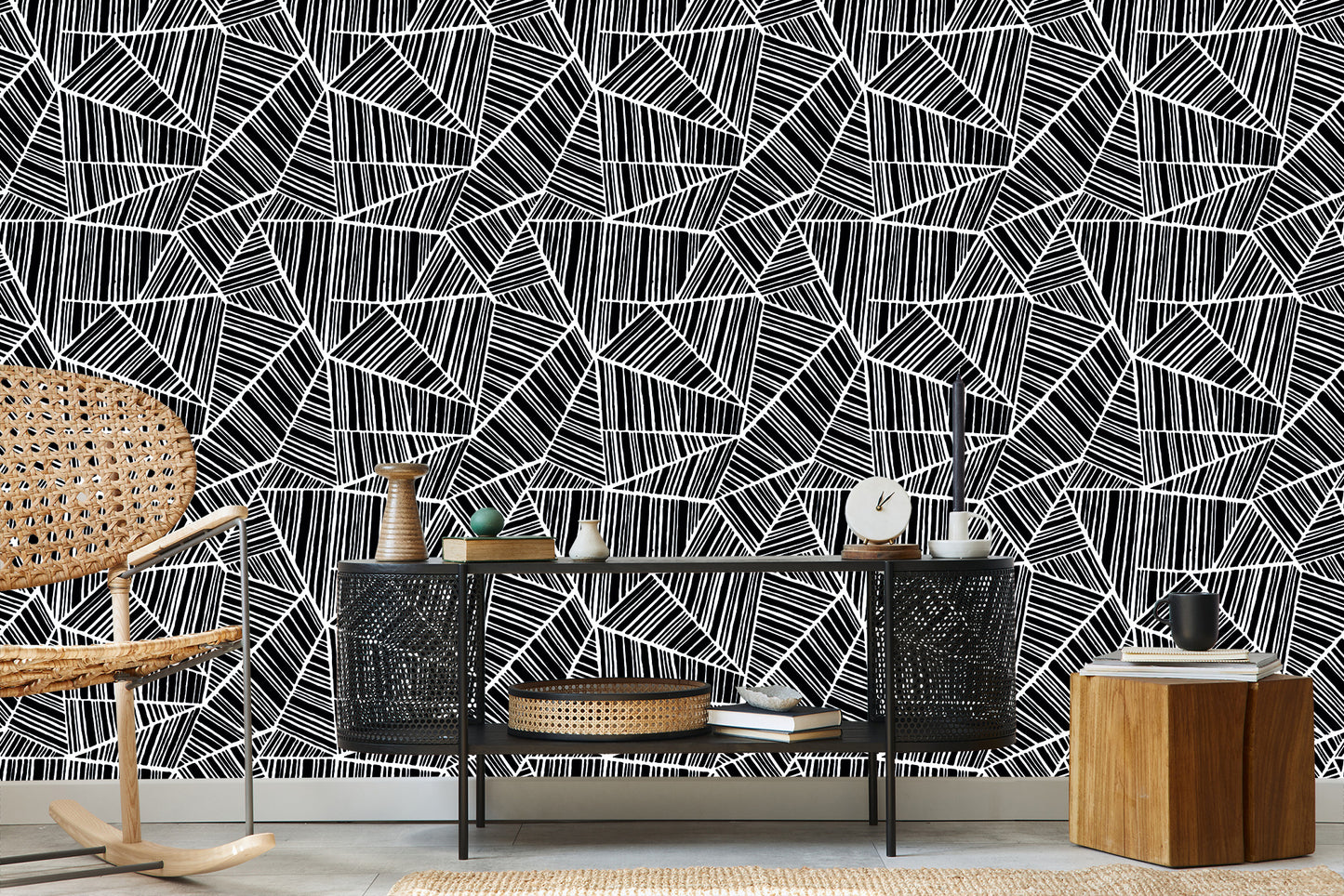 Wallpaper Blck And White Geometric Pattern