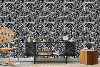 Wallpaper Blck And White Geometric Pattern