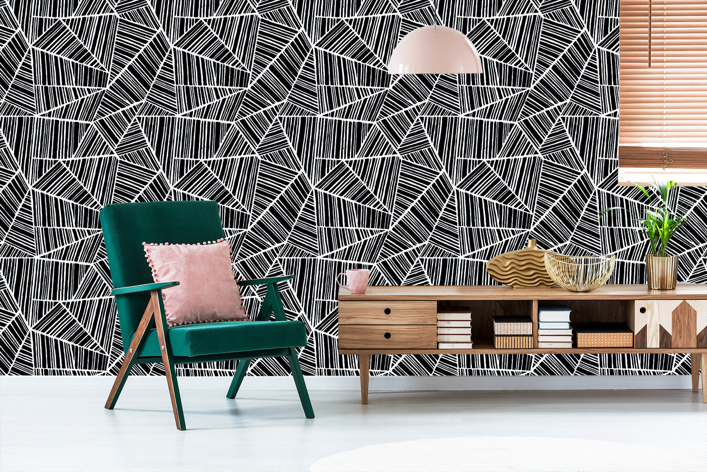 Wallpaper Blck And White Geometric Pattern