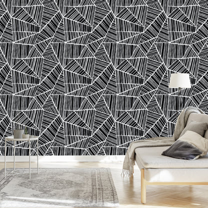 Wallpaper Blck And White Geometric Pattern