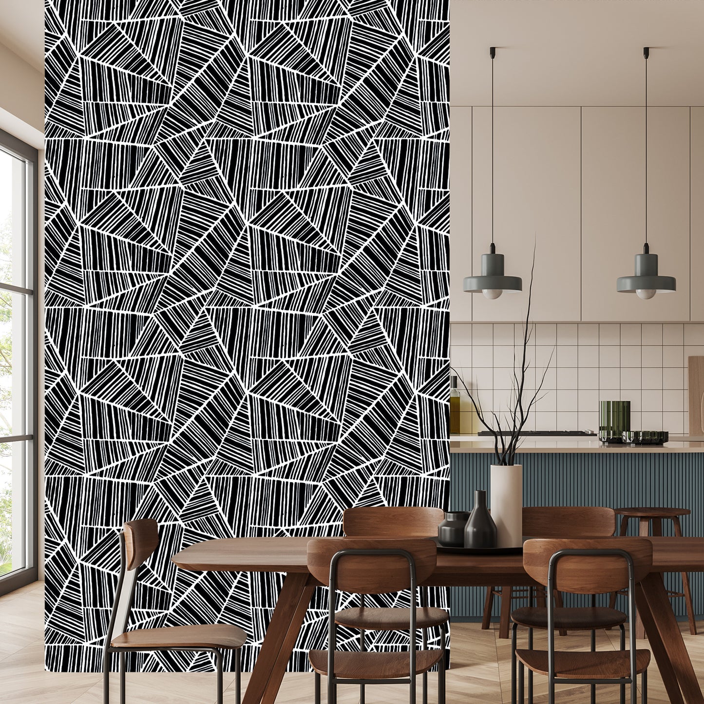 Wallpaper Blck And White Geometric Pattern