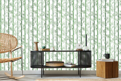 Wallpaper Beautiful Green Bamboo