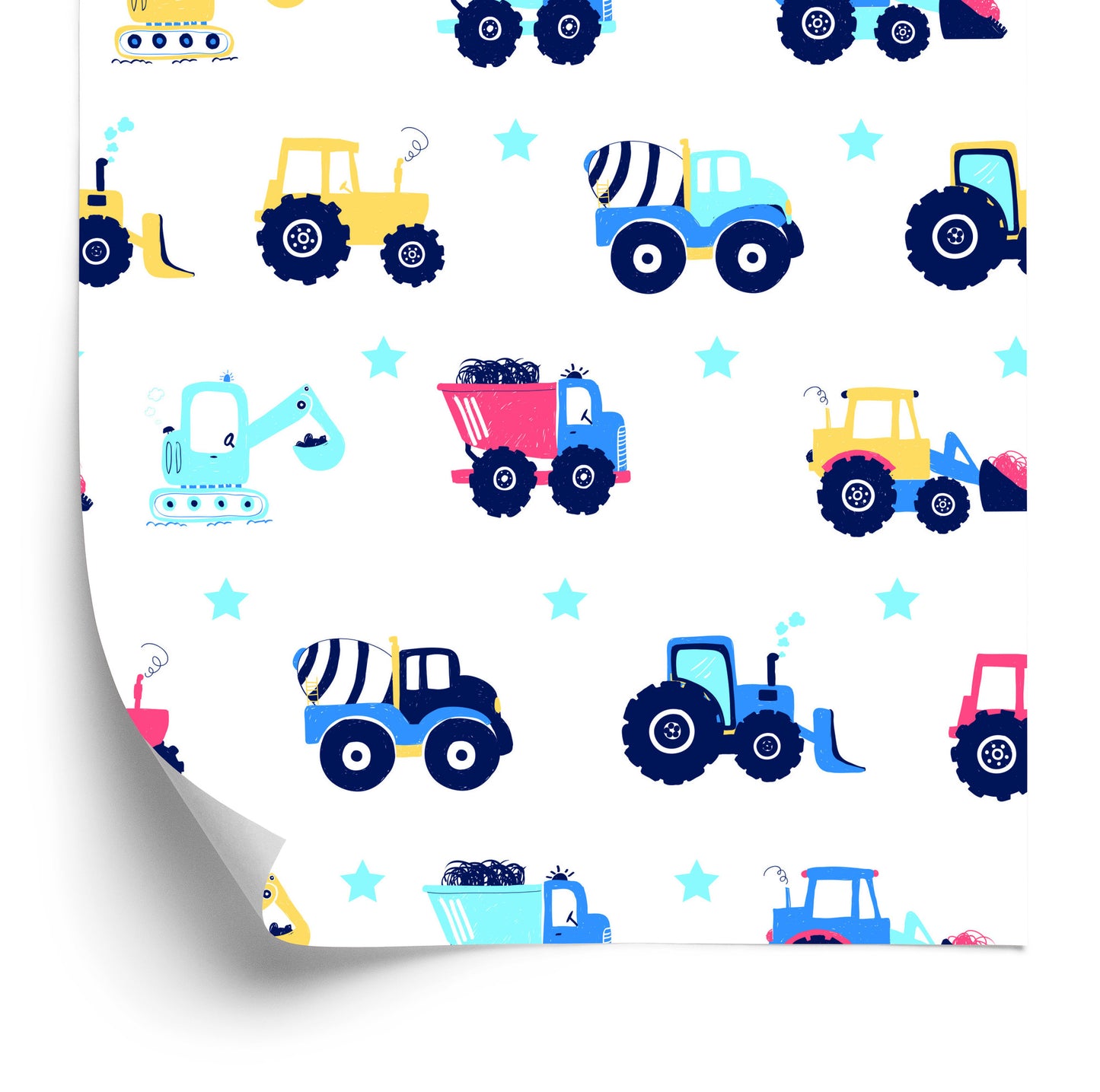Wallpaper Tractors, Vehicles, Stars, Nursery