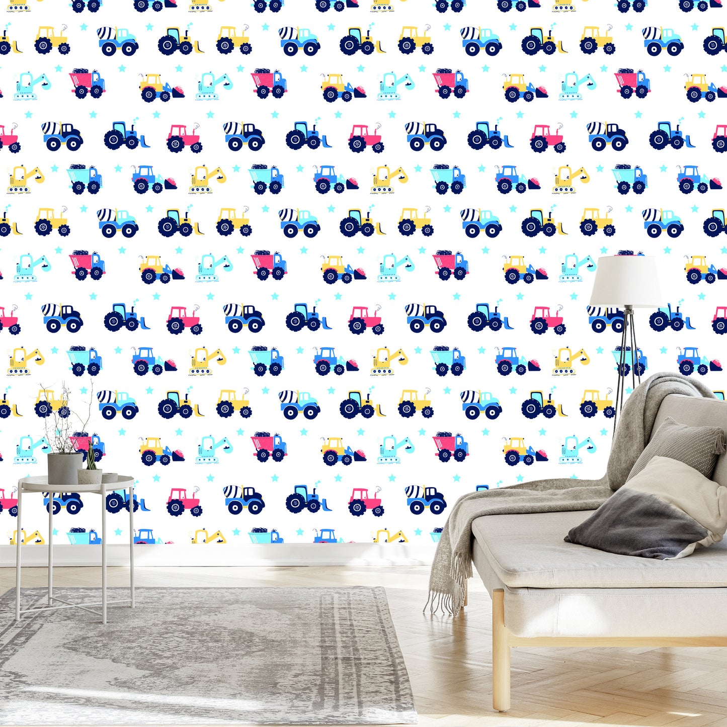Wallpaper Tractors, Vehicles, Stars, Nursery