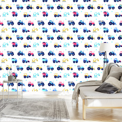 Wallpaper Tractors, Vehicles, Stars, Nursery