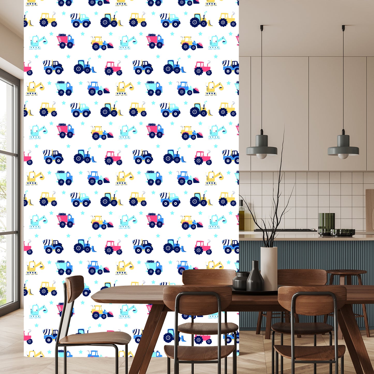 Wallpaper Tractors, Vehicles, Stars, Nursery