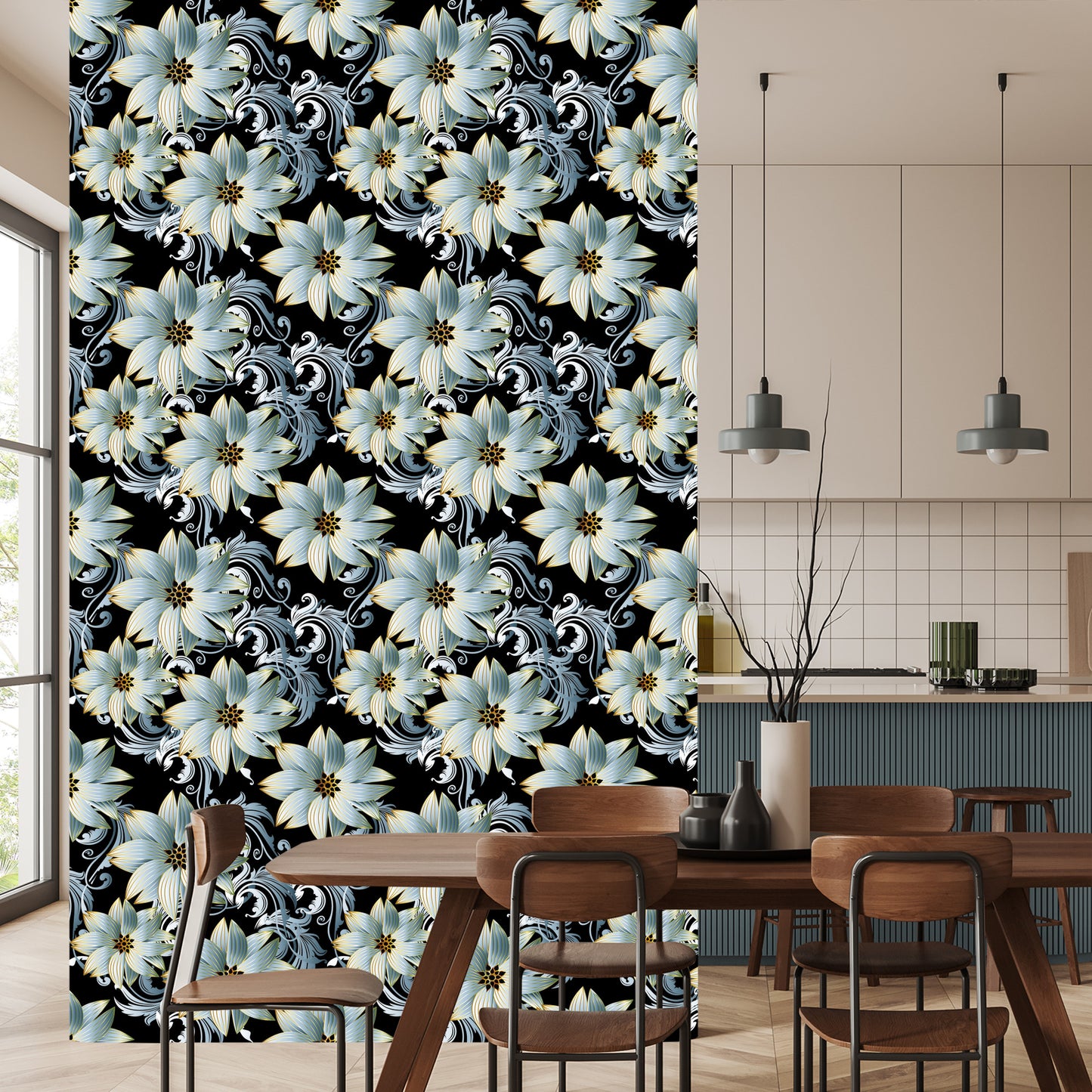 Wallpaper 3D Wallpaper, Optical, Flowers, Leaves