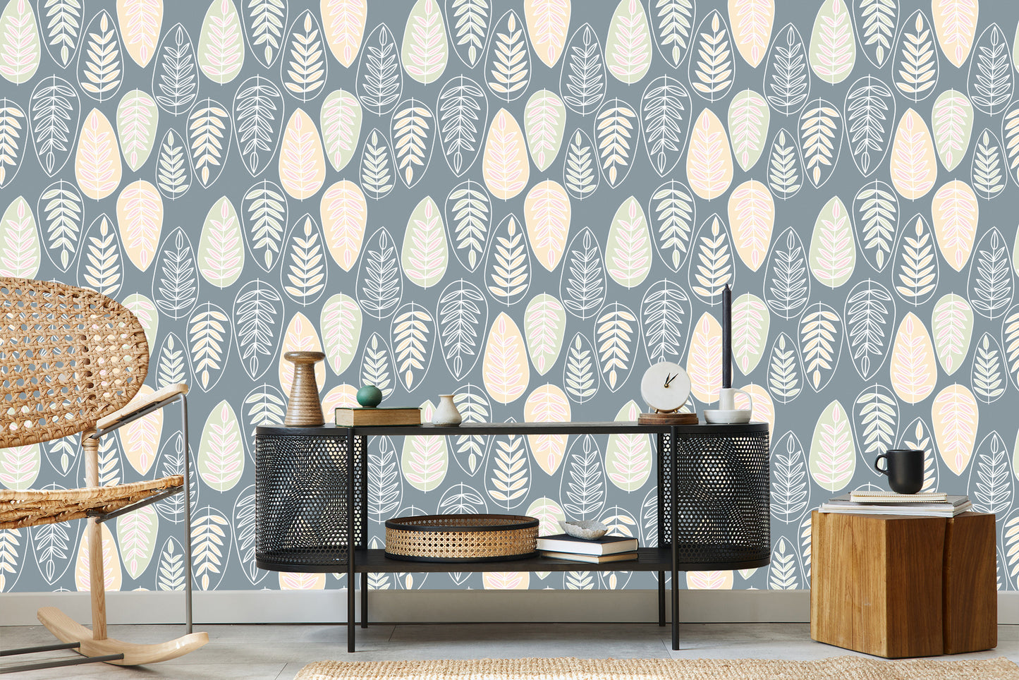 Wallpaper Leaves In Scandinavian Style