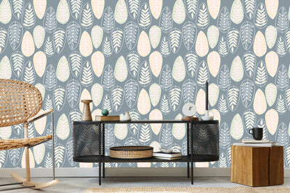 Wallpaper Leaves In Scandinavian Style