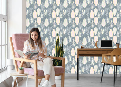 Wallpaper Leaves In Scandinavian Style
